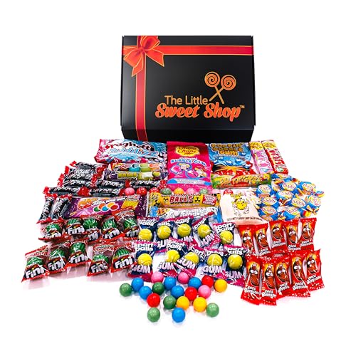 The Little Sweet Shop Classic Bubble Gum Sweets 1.2KG(approximately) Christmas Hamper - Premium Gift Box including an assortment of Iconic British Retro Bubble Gum Sweets.