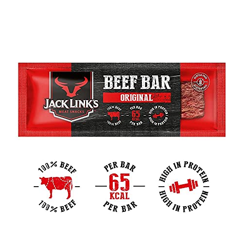 Jack Links Protein Riegel Beef Original – 30er Pack (30 x 22,5 g) – Low Carb Proteinriegel - Eiweißriegel - Protein Bar - Energieriegel - Snack für unterwegs und im Gym, Fitness - High Protein Snack
