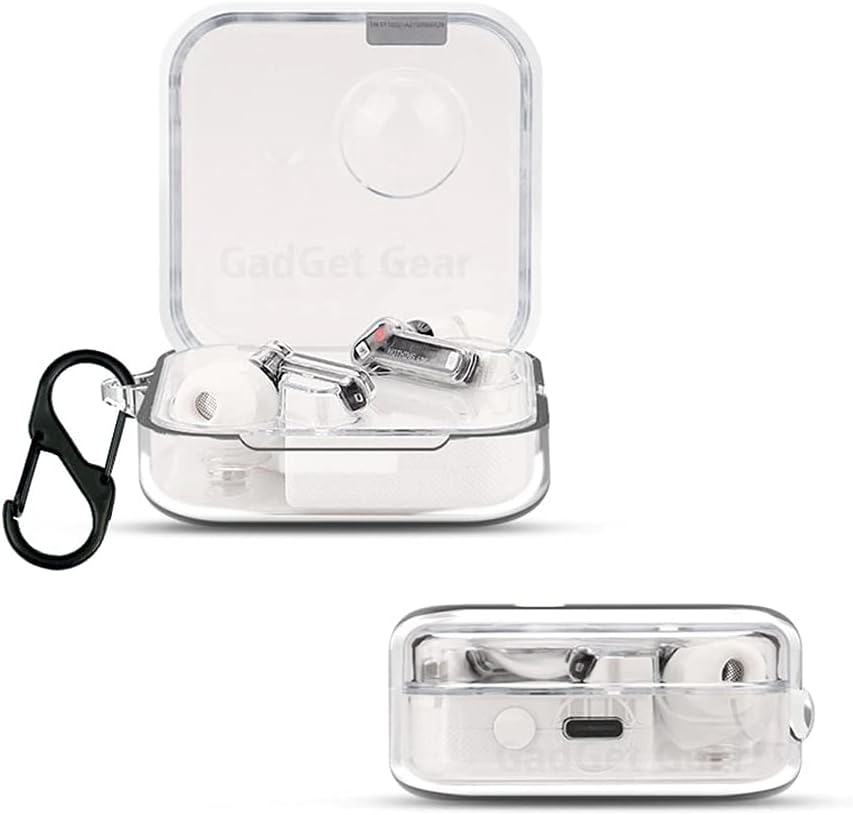 GadgetGear Silicone Case, Compactible For Nothing Ear 1 with 8 Style Clip (Transparent)