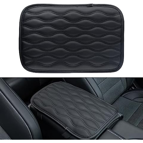 Amiss Auto Center Console Pad, Universal Waterproof Armrest Seat Box Cover, Car Interior Accessories, Leather Auto Armrest Cover Protector for Most Vehicle, SUV, Truck (Black) Cover