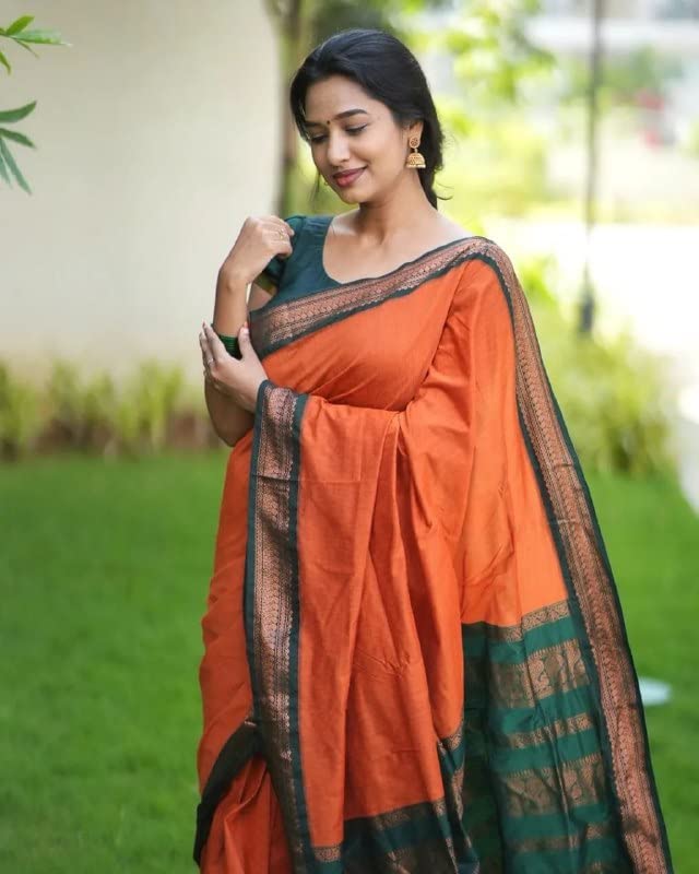 Image of Flosive Women's Kanjivaram Silk Saree With Handloom Weaving Work With Blouse Piece