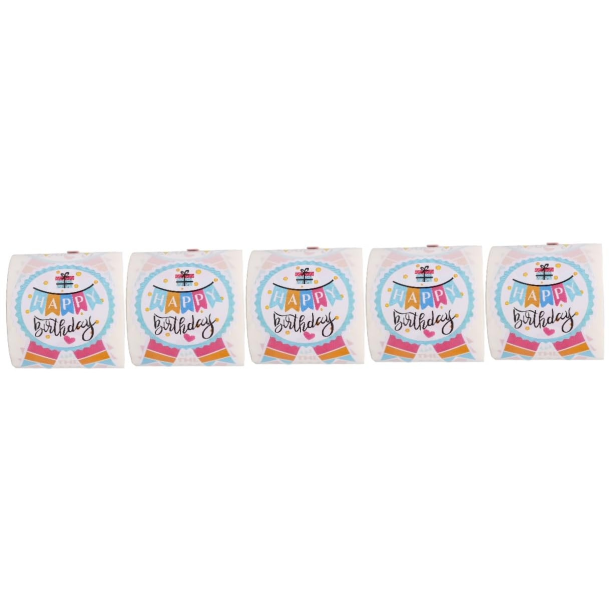 Operitacx 5 Rollos De Etiquetas Adhesivas Y Accesorios Pegatinas Circulares Etiqueta De Feliz Cumpleaños Etiqueta Autoadhesiva De Sello Etiqueta Adhesiva Redonda Etiqueta Del Hogar Etiqueta