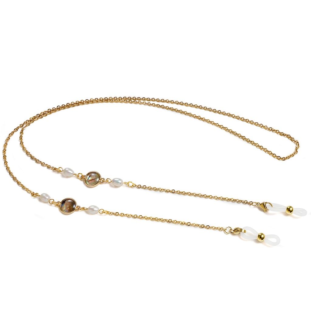 Chaîne de perles d'eau douce pour lunettes collier de longe anti-perte élégant en argent