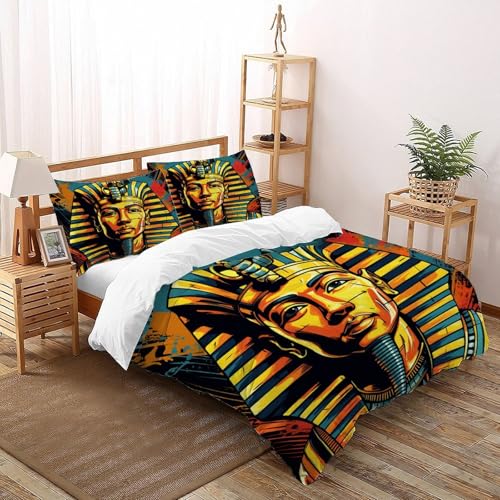 Housse de couette 2 personnes motifs égyptiens fermeture éclair 200x200