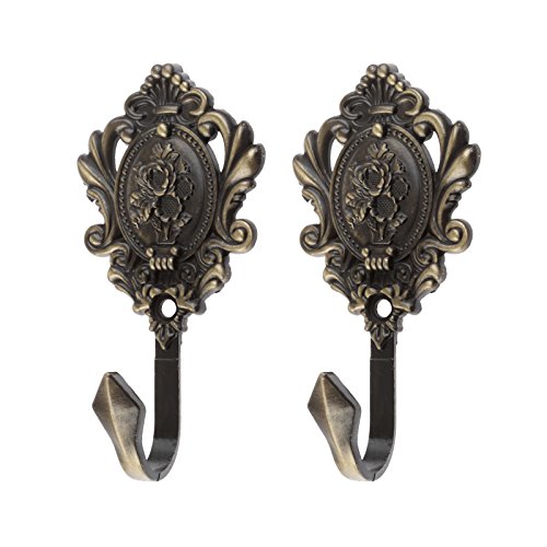 2pcscurtaintiebackshookvintagebronzerosepatterncarvedwallhookskeyhookclotheshangerbathroombedroommultifunctiondecorativehookwithscrews  Urban Country Home Decor 2pcs curtain tiebacks hook vintage bronze rose pattern carved wall hooks key hook clothes hanger bathroom bedroom multi function decorative hook with screws  urban country home decor