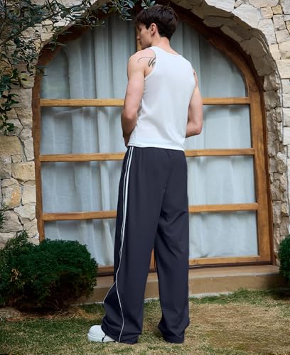 Susclude Mens Baggy Sweatpants Wide Leg Y2k Track Pants Fall Windbreak Stretch Casual Pants for 2025 Trendy Streetwear3
