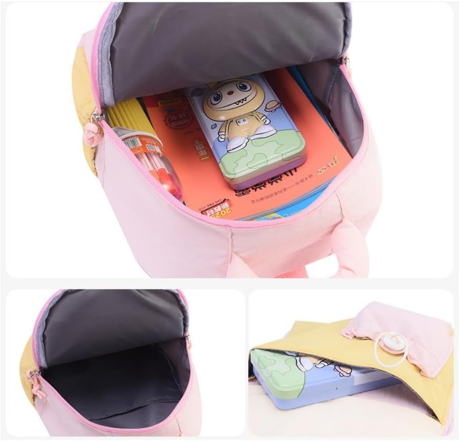 Kawaii Backpack with Accessory and Keychain 12 Inch Cute Aesthetic Backpack Cartoon Mini Lightweight Bag (Black)