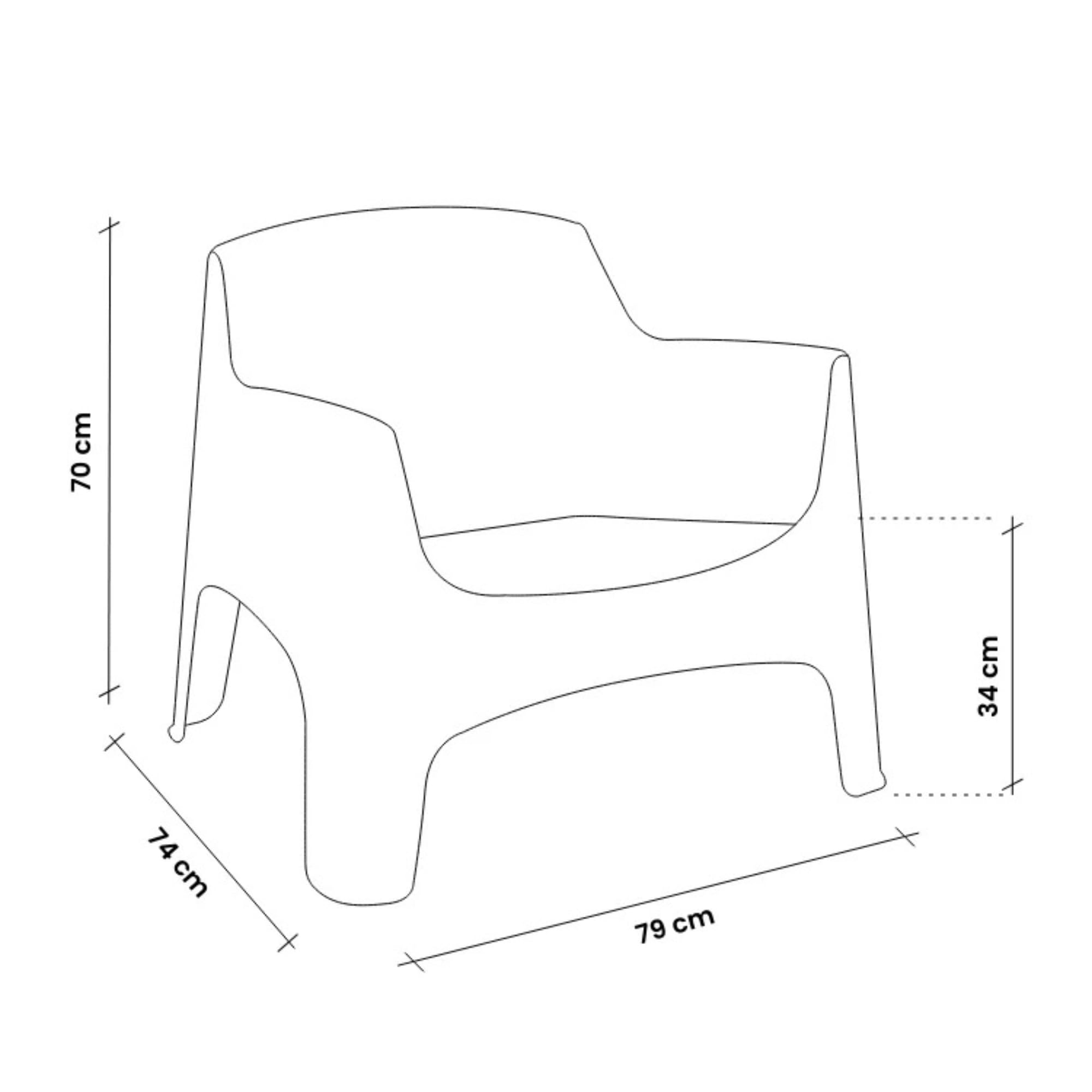 SEDIA DA ESTERNO MONOBLOCCO CON BRACCIOLI 79x74x70 cm POLIPROPILENE SENAPE