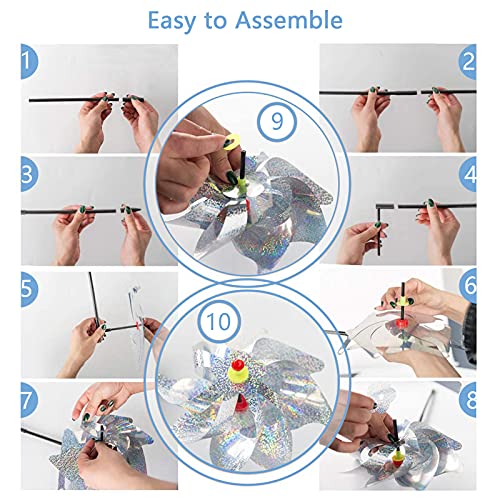 JIASHA Repellente per Uccelli Girandole,6 Pezzi Mulino a Vento Riflettente,Girandole Uccelli per Balcone,Repellenti per Uccelli a Girandola,per Proteggere Giardini, Fattorie, Cortili - Image 4