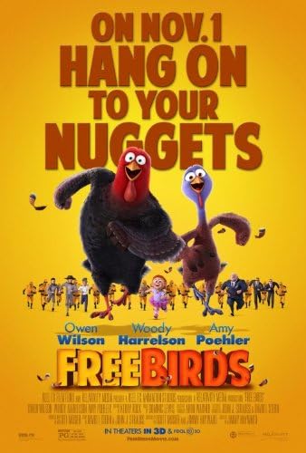 FREE BIRDS - Movie Poster - Doble cara - 27x40 - Original - Versión B - OWEN Wilson - WOODY HARRELSON - AMY POEHLER
