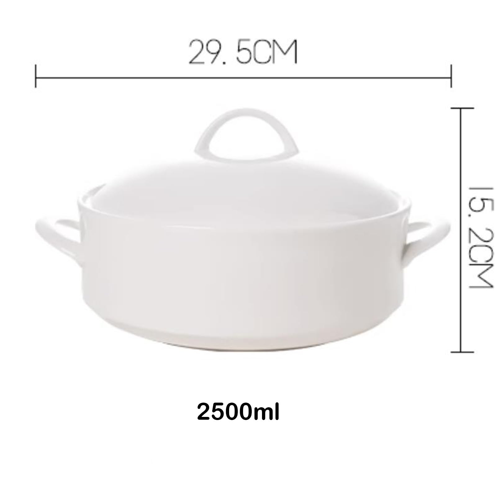 Zuppiera, zuppiera in ceramica con coperchio, ciotole for zuppa bianche pure con doppi manici, porcellana, for cucina di casa e ristorante