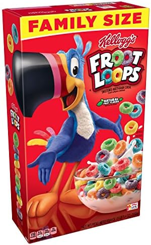 Kellogg’s Froot Loops, Breakfast Cereal, Original, Good Source of Fiber, Family Size, 19.4 oz Box(Pack of 12)