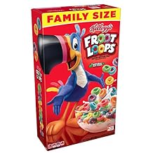 Kelloggs Froot Loops, Breakfast Cereal, Original, Good Source of Fiber, Family Size, 19.4 oz BoxPack of 12
