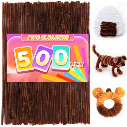 Image of Praisebank Brown Pipe Cleaners for Crafts, 500pcs, Chenille Stems for DIY Projecets, Arts & Crafts Supplies for Festival Party Decorations