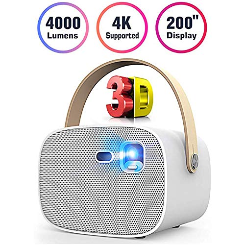Mini Proiettore Portatile, 4000 Video Proiettore Lumen Supporto 1080P E 200 '' Display W / 30.000 Ore Di Durata Della Lampada, Compatibile W / Smartphone, TV Stick, PS4, HDMI, VGA, TF, AV E USB, XBOX