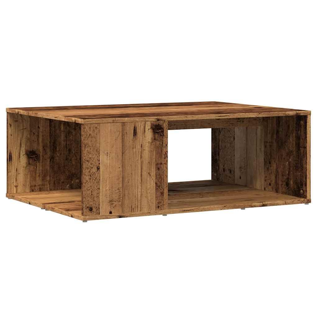 Table Basse Vieux Bois 90x67x33 cm : Table de Salon Rectangulaire avec Rangement