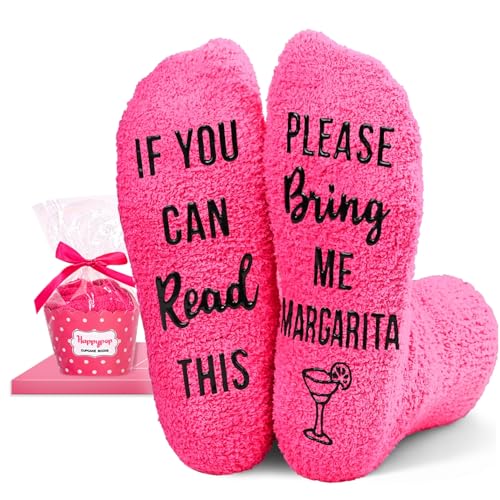 Margarita Socks for Women - Margarita Lover Gifts for Her Wife, Fuzzy Tequila Stocking Stuffers