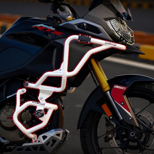 Image of Moto Torque Stallion Pro Crash Guard Fit for Apache RTX 300 (White) - Upper & Lower Crash Guard with Sliders