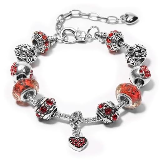 AICase Pulseira de pingente para mulheres/Bracelete banhado a prata joias presentes com contas, berloques e pulseira de corrente de cobra ajustável, para mulheres, mãe dela-1