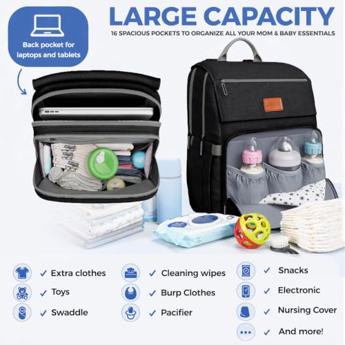 Image of Baby Diaper Bag Backpack - Baby Bag for Girls & Boys, Large Waterproof Diaper Backpack - Baby Shower Gifts for Boys & Registry Must Haves - Travel Diaper Bags with Changing Pad - Newborn Stuff