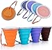 ME.FAN Collapsible Travel Cup - Silicone Folding Camping Cup with Lids - 4 Pack Expandable Drinking Cup Set - BPA Free, Portable, Graduated in Bright Colors[9.22oz]