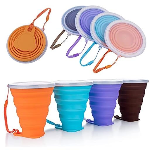 ME.FAN Silicone Collapsible Travel Cup - Silicone Folding Camping Cup with Lids - Expandable Drinking Cup Set - Portable, Graduated [9.22oz]