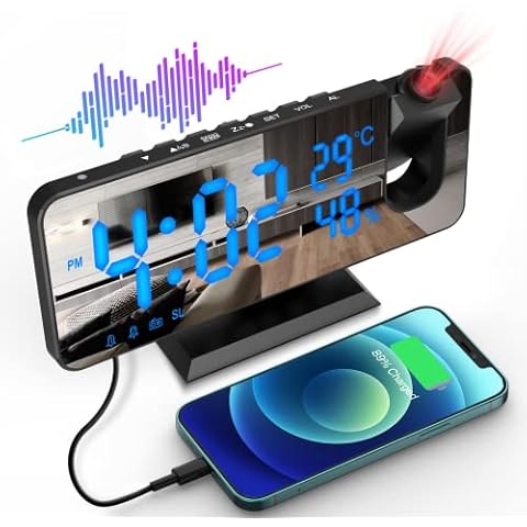 Reloj Despertador de Proyección ShinePick con Radio FM y Pantalla LCD Grande Cover