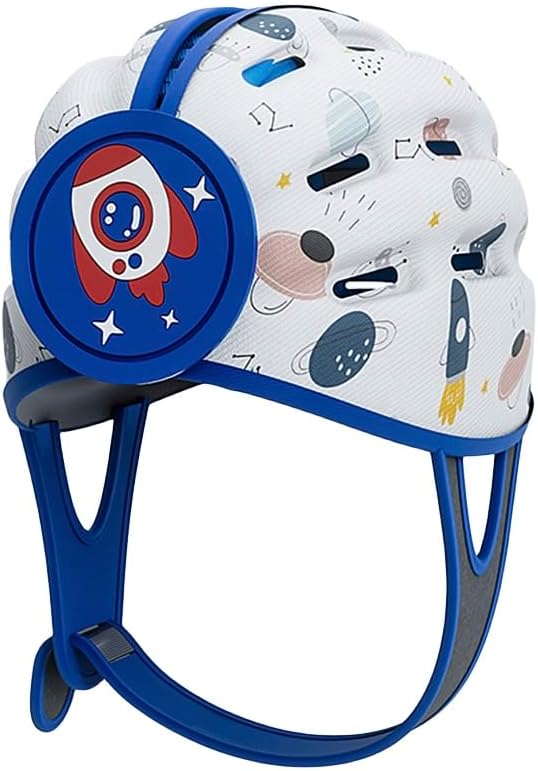 Rocket Baby Helmet - Soft Cushion Head Protector for Crawling, Walking Infants (Blue, 6-12 Months)