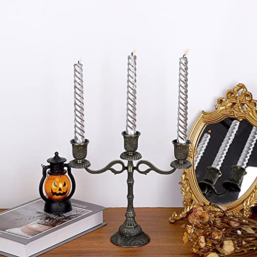Ownmy 3 Arms Metal Candelabra Vintage Taper Candlestick Holder, Elegant Taper Candle Stick Holder Antique Bronze 3-Arm Brass Taper Candle Stand For Dining Table Centerpieces Wedding Party Home Decor #TOP5