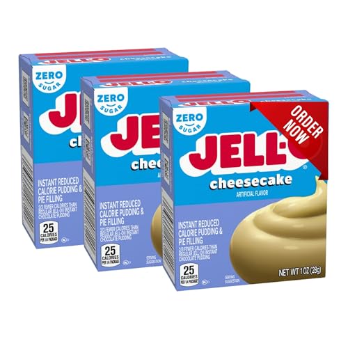 (Pack of 3) Jello Cheesecake Zero Sugar Instant Pudding and Pie Filling Mix 1 oz