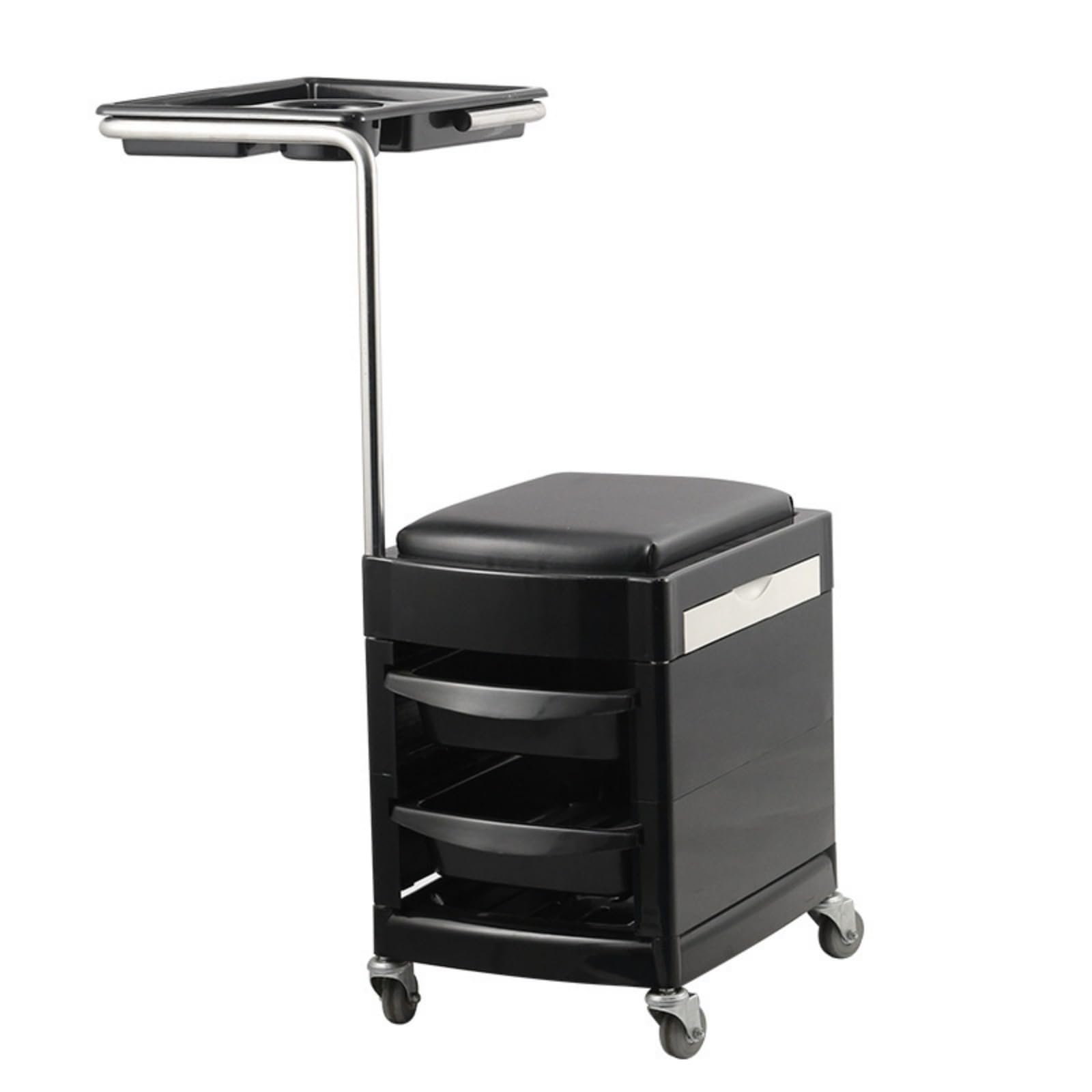 predolo Carrito Manicura con Asiento Compacto Taburete Manicura Multiusos Carrito con Banja para Manicuristas