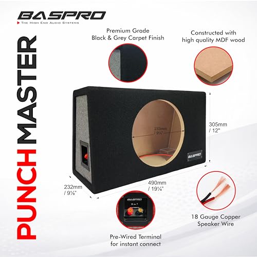 Image of BASPRO | Punch Master EN-1015 Universal - Fit Shield Enclosure Box for 10 inch Subwoofer Compatible with 150W ~ 300W RMS Power