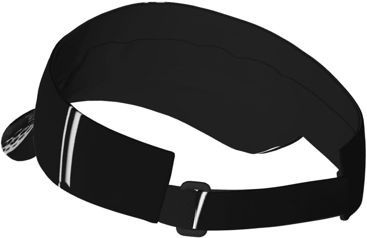 (Black and White Golf) Adult Sun Visor Hat Adjustable Open Top Sports Cap Breathable for Men Women Beach Vacation Essentials