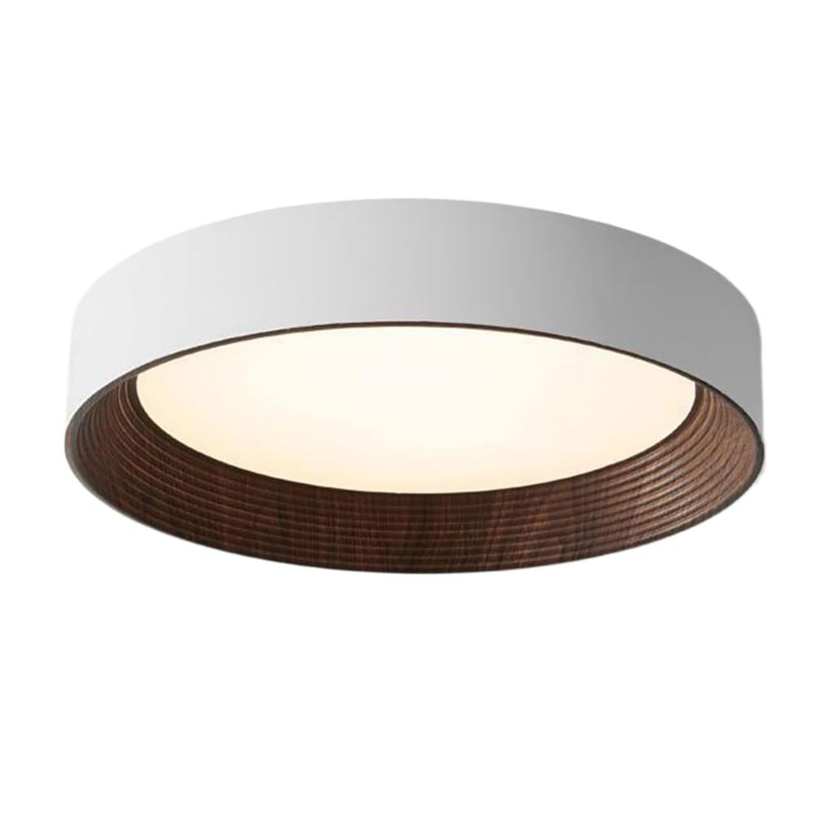 KHUKHU LED Ceiling Light White Close to Ceiling Light Fixture Wood Grain Metal Chandelier Light Round Ceiling Lamps for Living Dining Room Bedroom Kitchen Office(Brown,55cm)