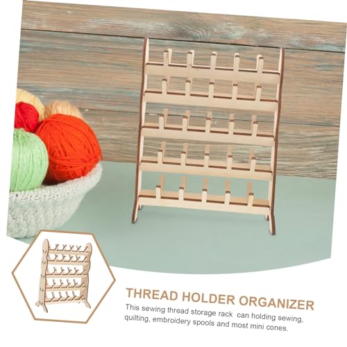 Image of Spool Stand Display Shelves Display Shelf Spool Holder Storage Stand for Spool Thread Holders for Spools of Thread Desktop Thread Holder Wooden Sewing Thread Line