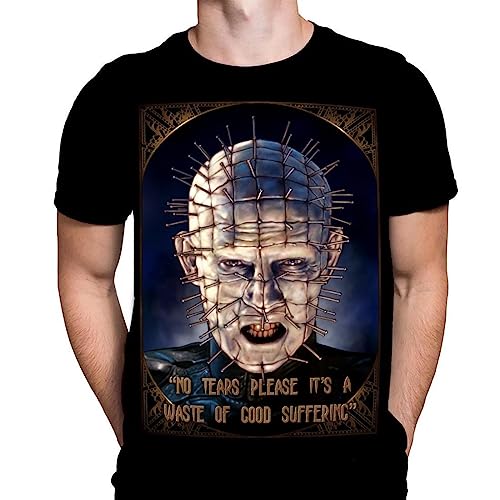 Wild Star Hearts Hellraiser Good Suffering Mens T-Shirt Gothic Horror Print, Black Cotton T-Shirt, Movie Poster Tee