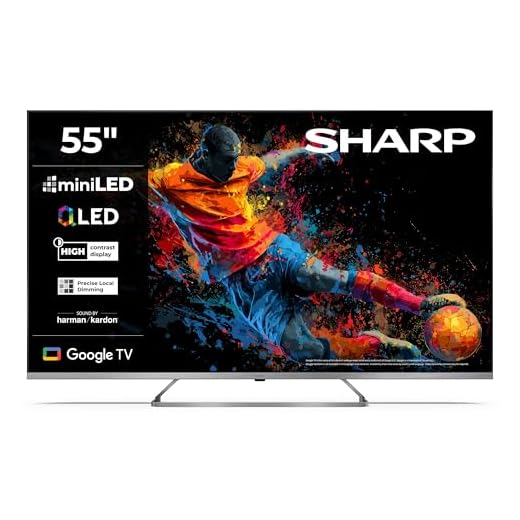 Sharp QLED Fernseher 55 Zoll Google TV - 4K UHD Smart TV mit Mini LED, Dolby Vision HDR, Dolby Atmos, Sound by Harman Kardon, Google Assistant und Triple-Tuner, QLED TV 55JP7765E (2026)