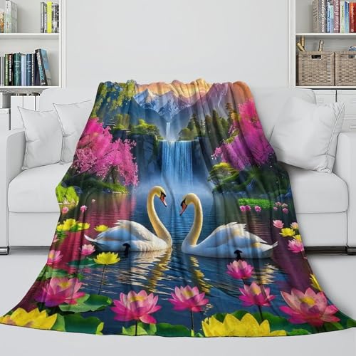 Couverture lit cygne microfibre pour vos soirées cocooning