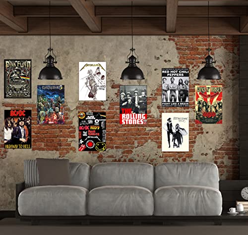 Vintage Rock Band Album Covers Posters Canvas Cool Concert Music Wall Art, 9 Pcs 10X14Inch Unframed, Posters For Room Aesthetic, Room Decor For Bedroom Aesthetic, Teen Girl Room Decor, Posters For Guys, Room Decor For Teen Boys, Music Posters Wolf Poster For Men Teens Boys Fans #TOP6