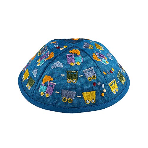 EMANUEL Yair Kippah for Kids Multi-Color Train Embroidery Yarmulke for Children2