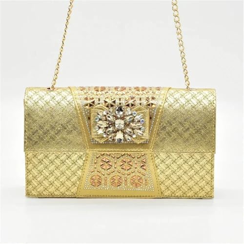 Women's Nigerian Party Shoe & Bag Set - Delicate Rhinestone Chain & Low Heel Pumps4