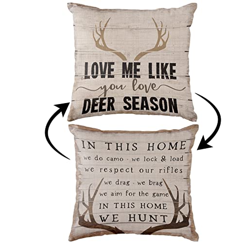 Love Me Like You Love Deer Season Decorative Reversible Throw Pillow Case, 18 X 18 Inch Decorations Hunt Home Decor Cushion Cover, Gift For Couples, Husband, Wife, Wedding Anniversary #TOP1