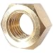 1/4-20 Full Finished Hex Nuts, Solid Brass, Grade 360, Plain Finish, Quantity 50