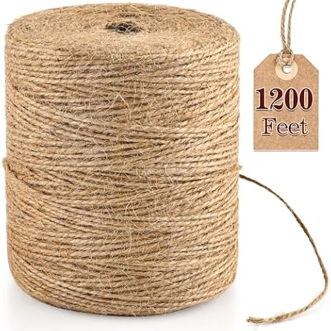 XSEINO 1200 Feet Natural Jute Twine Strong Garden Twine Rope for Arts Crafts Gift Wrapping Gardening Tomato Climbing Plant Tie Floristry Packing Decor Cover