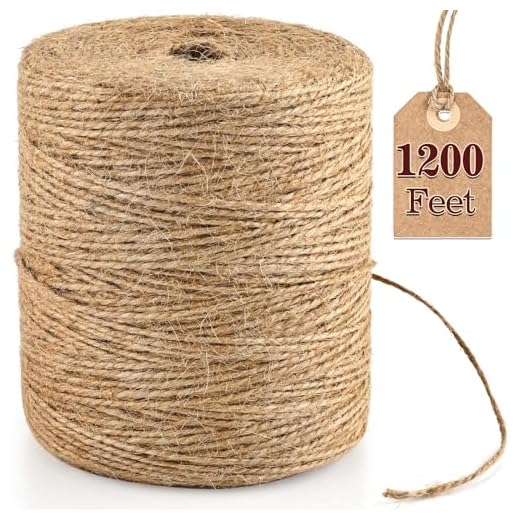 XSEINO 1200 Feet Natural Jute Twine Strong Garden Twine Rope for Arts Crafts Gift Wrapping Gardening Tomato Climbing Plant Tie Floristry Packing Decor