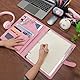 Wonderpool A4 Leder Schreibmappen Portfolio Dokumenten Halter Ringbuch Herausnehmbar Klemmbrett mit Multifach Aschen und Legal/Breit Liniert Pad für Business Organisatoren Konferenz (Rosa)