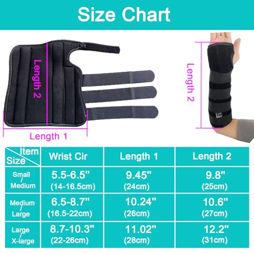 Image of Unisex Forearm and Wrist Support Splint Brace Double Fixation Wrist Brace for Carpal Tunnel,Adjustable Night Time Forearm Immobilizer Brace Splints,12.2 inch (31cm) length(RH /L)