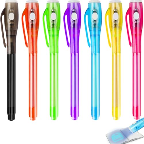 Daemson 7PCS Invisible Ink Pens with UV Light 7 Colors