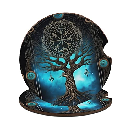 Accesorios portavasos para autos con diseño Tree of Life Viking 2 piezas miniatura 1
