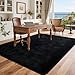 Black Rugs for Living Room Fluffy 4x6 ft Bedroom Rug Non-Slip Area Rugs Shag Carpet for Nursery Kids PlayRoom Dorm Office Indoor Modern Plush Carpets Boys